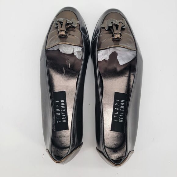 Stuart Weitzman Size 6.5 Loafers Moon Stars Tassel Charms Flats Pewter Gray - Picture 6 of 8